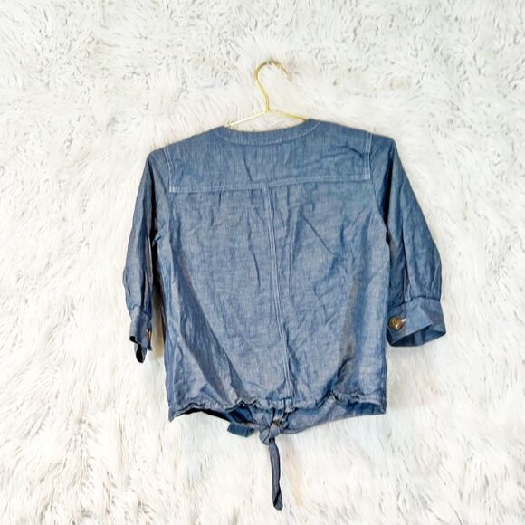 ann Taylor tie front chambray button down blouse - Picture 2 of 5